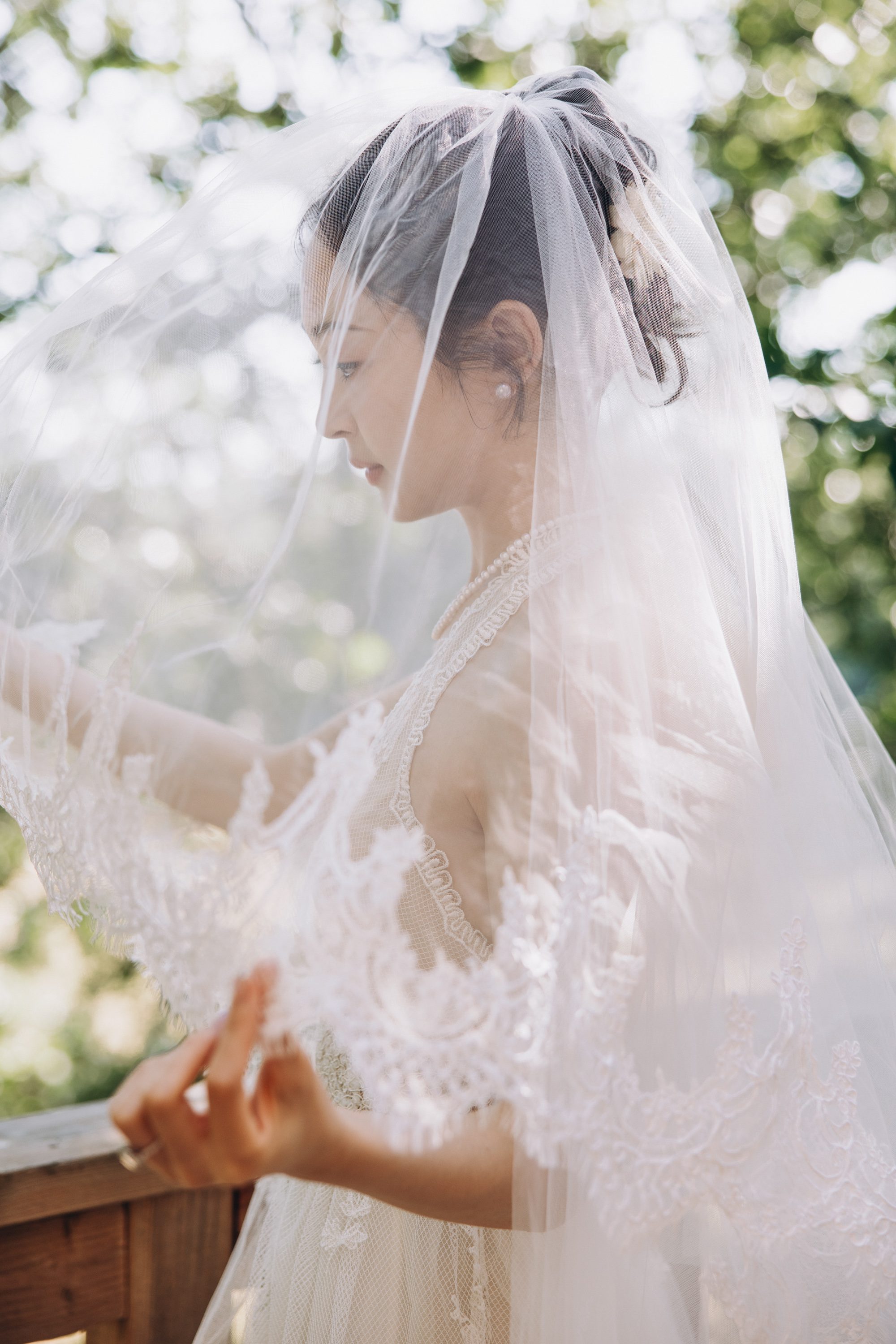 portrait of bride at whispering springs campground