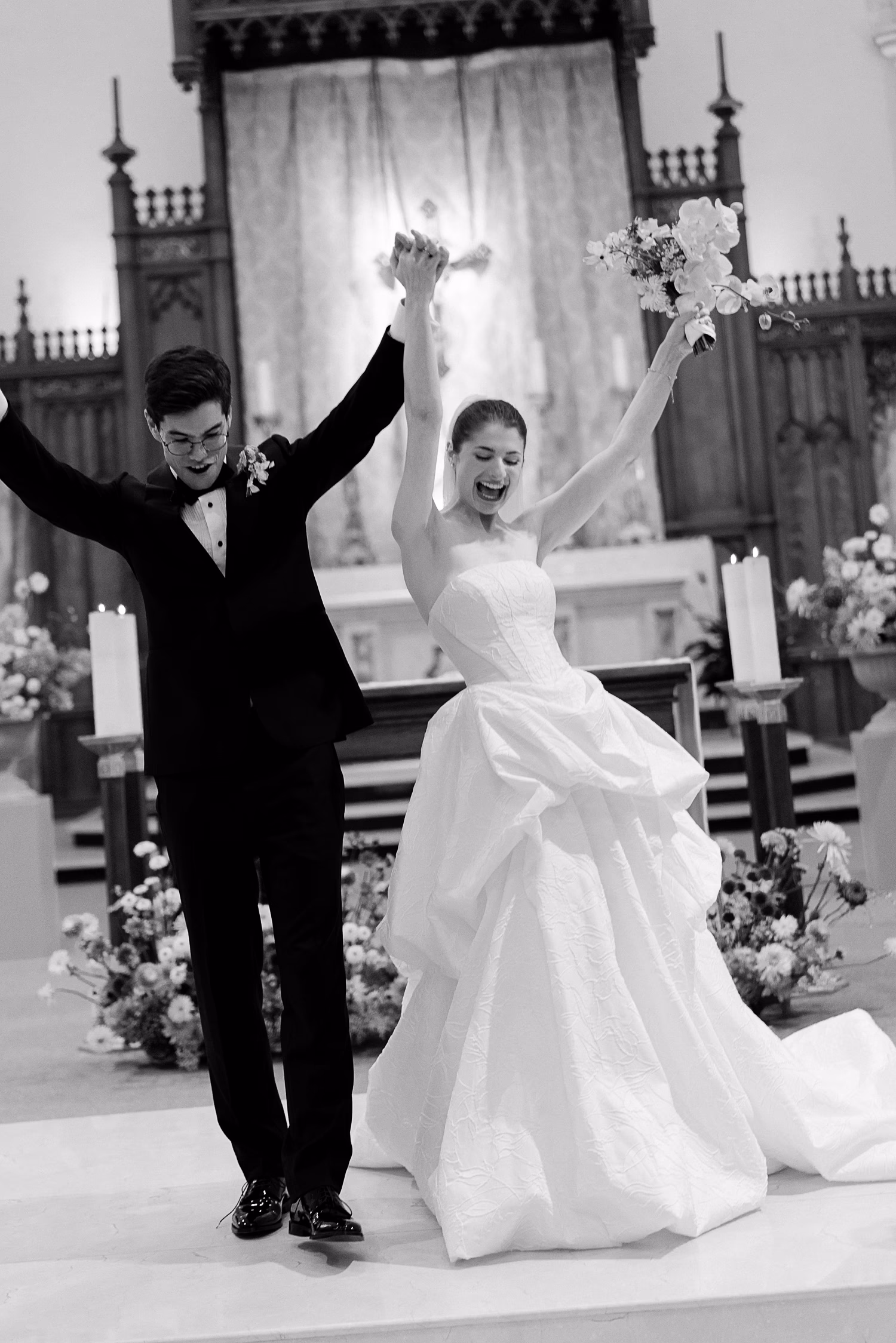 Just married couple photo at a church