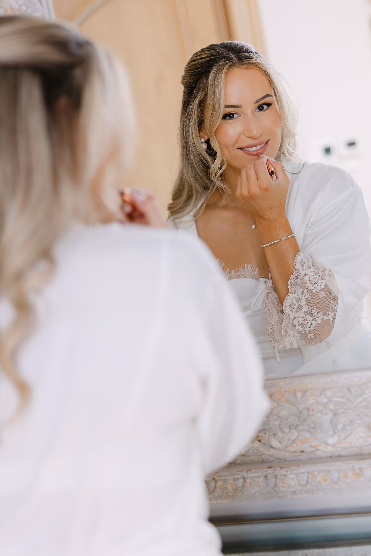 Elegant photo of bride getting ready for wedding