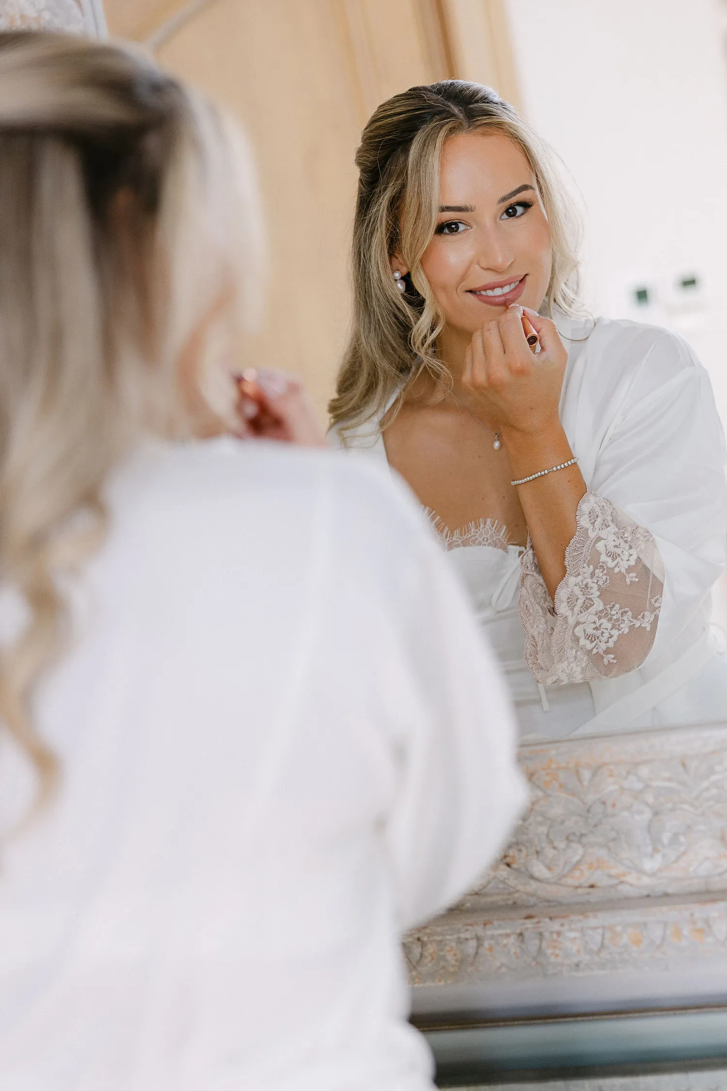 Elegant photo of bride getting ready for wedding