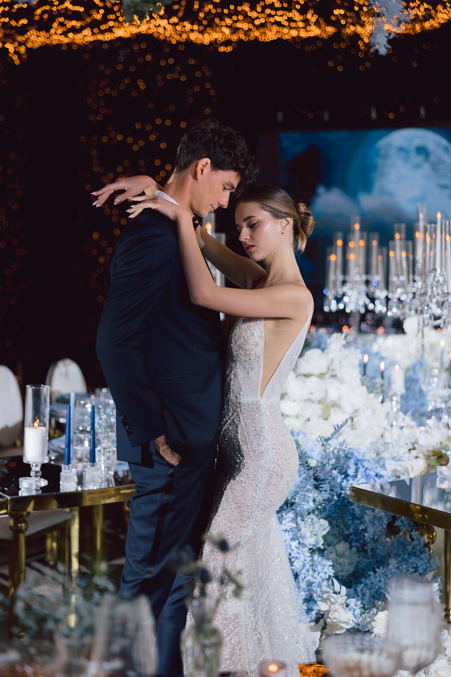 Elegant wedding portrait of a couple