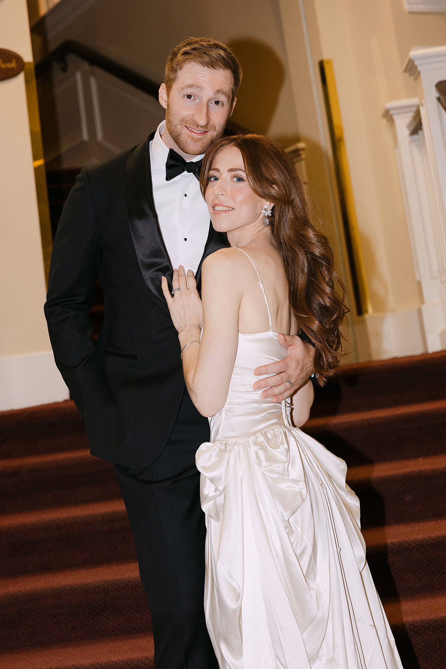 Fashion-inspired couple portrait at a hotel