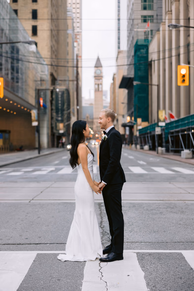 Elegant wedding photo in bar