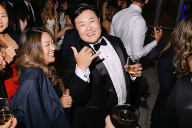 groom posing with groomsmen at Aga Khan Museum