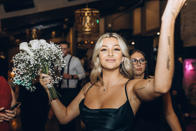 Ancaster Mill wedding bouquet toss