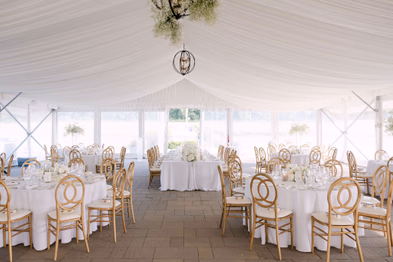 Reception tent setup at Niagara-on-the-Lake wedding photography venue