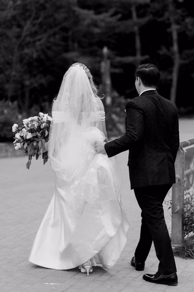 Cool bridal photo at Evergreen Brickworks