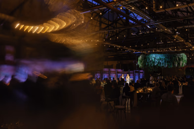 wedding reception at Evergreen Brickworks