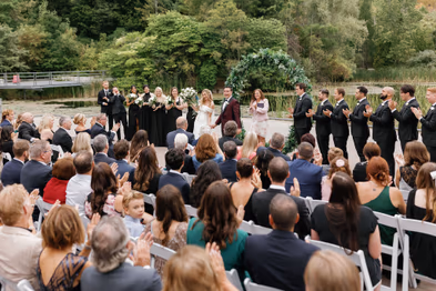 wedding ceremony at Evergreen Brickworks