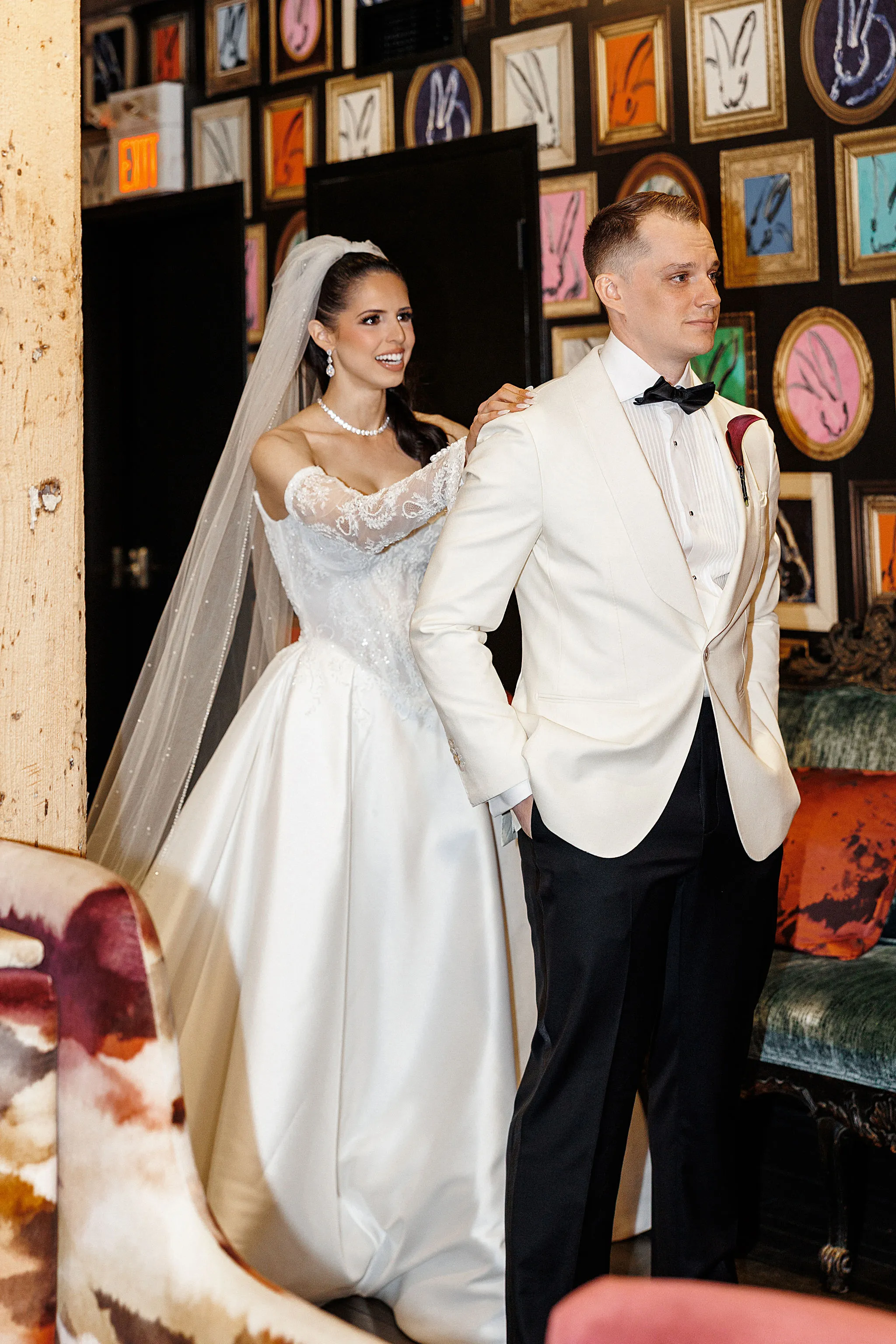 Wedding at George Restaurant Toronto bride and groom first look