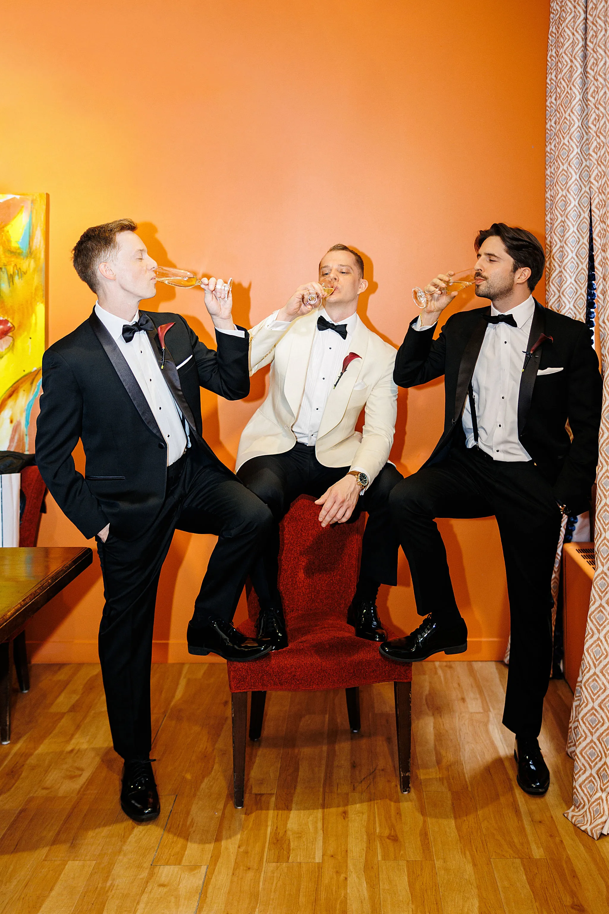 Groom and groomsmen at George Restaurant