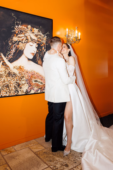 George restaurant wedding celebration bride and groom dancing