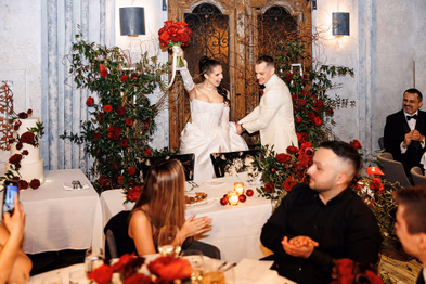 Wedding at George Restaurant Toronto couple entering the room