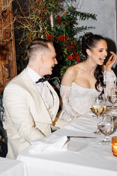 George restaurant wedding photography bride and groom laughing