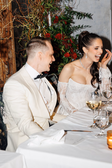 George restaurant wedding photography bride and groom laughing