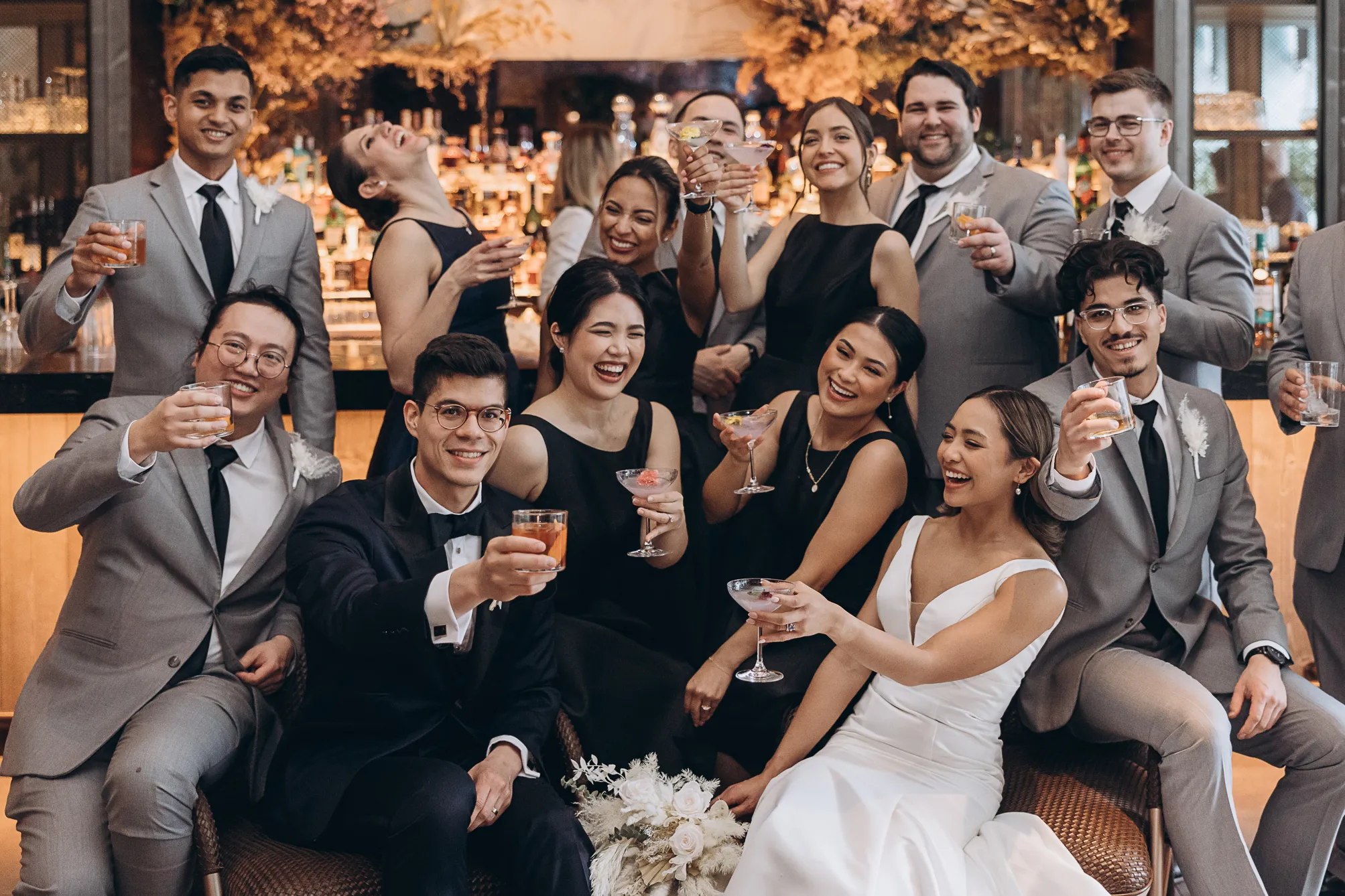 Bridal party wedding photo | 1 hotel toronto restaurant