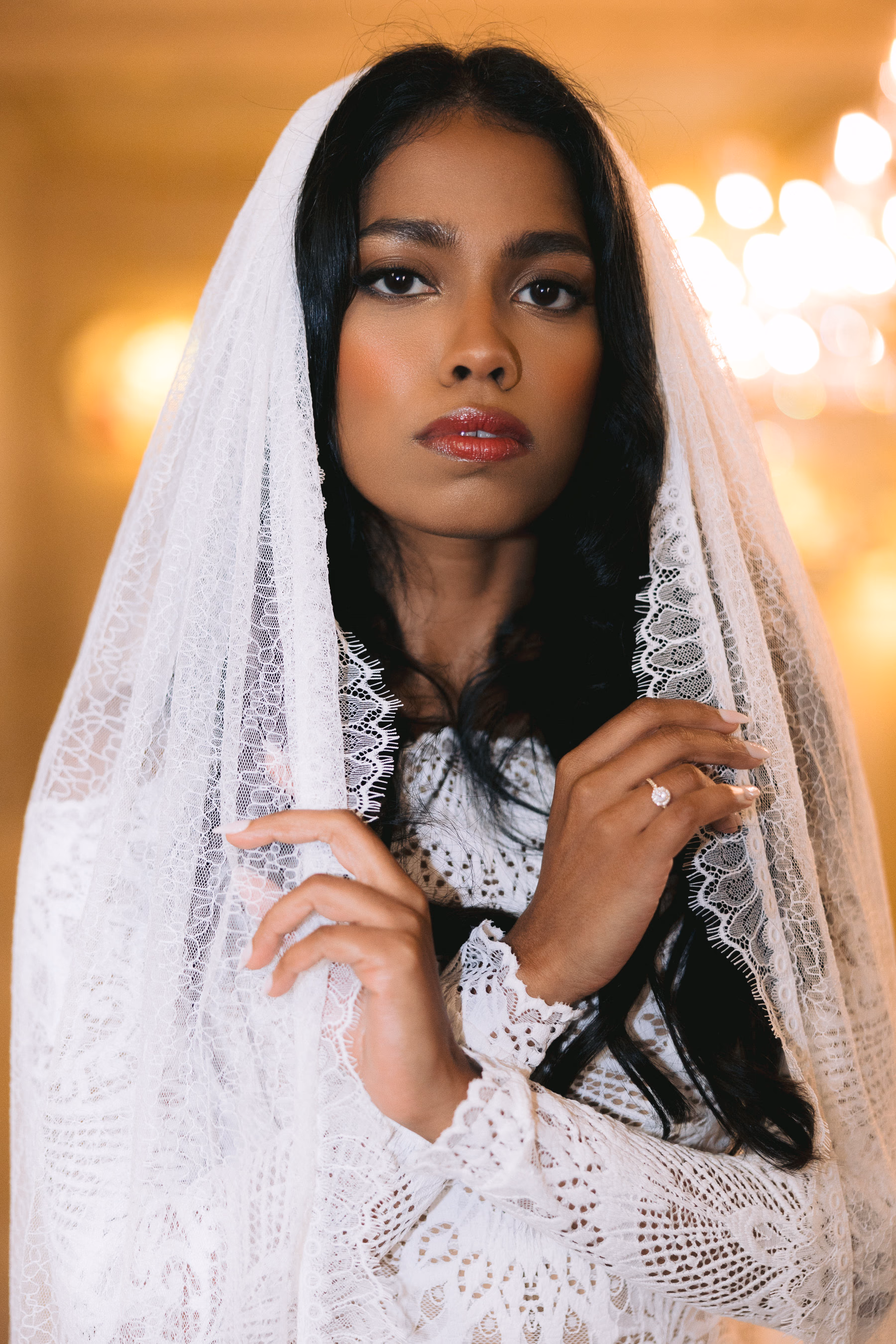 Elegant bridal portrait at One King West hotel