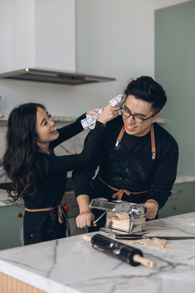 couple cooking together