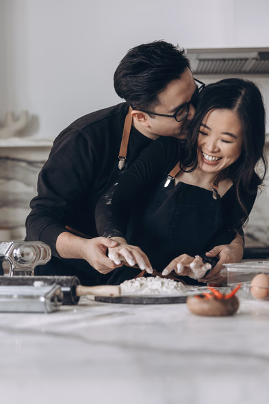 cooking and cocktails: engagement vibes
