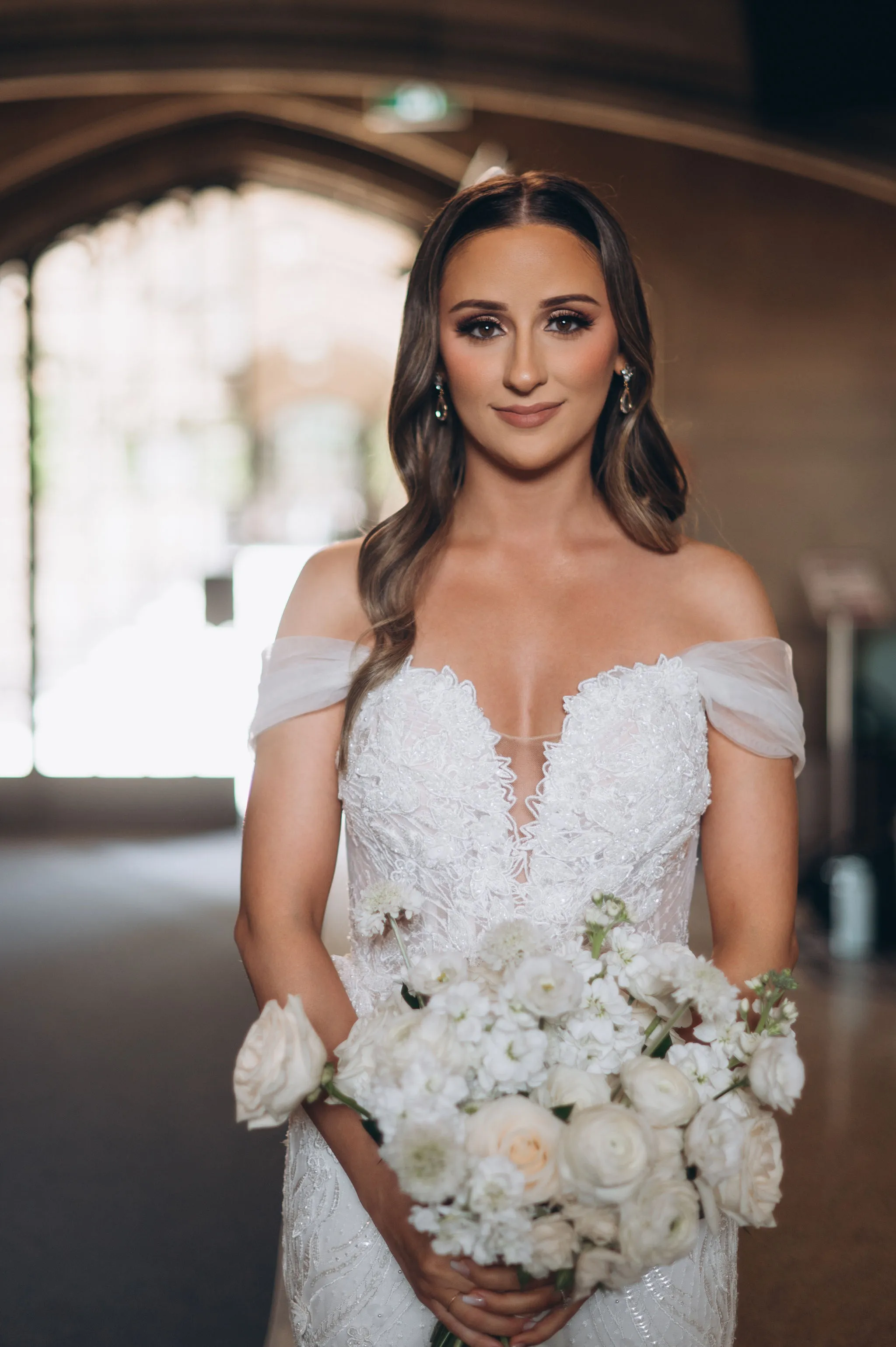 hotel bridal portrait hallway light