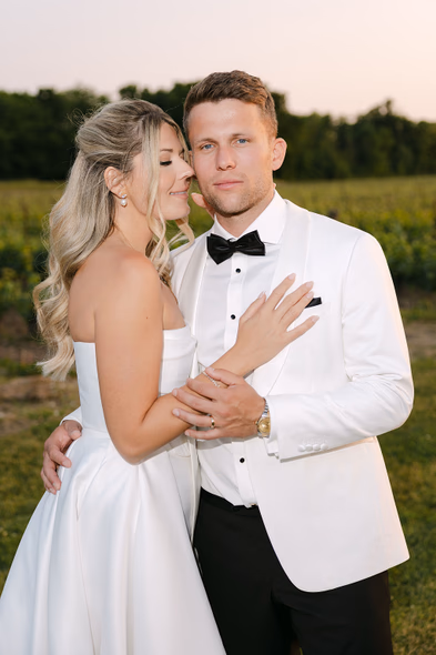 Romantic vineyard wedding Niagara-on-the-Lake portrait of bride and groom