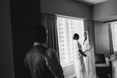 getting ready before Art Gallery of Ontario (AGO) wedding