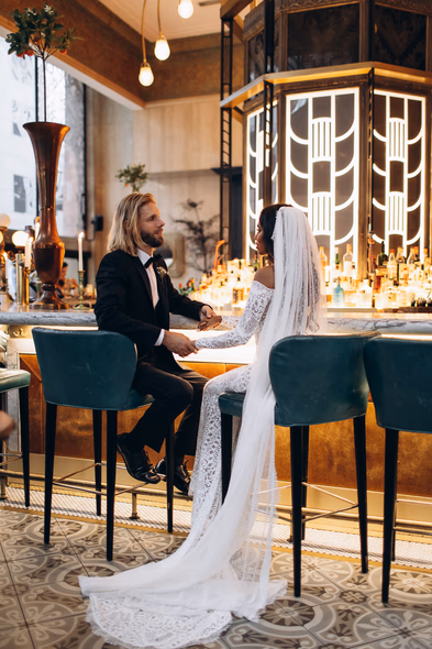 Leña Restaurante wedding photo at the bar