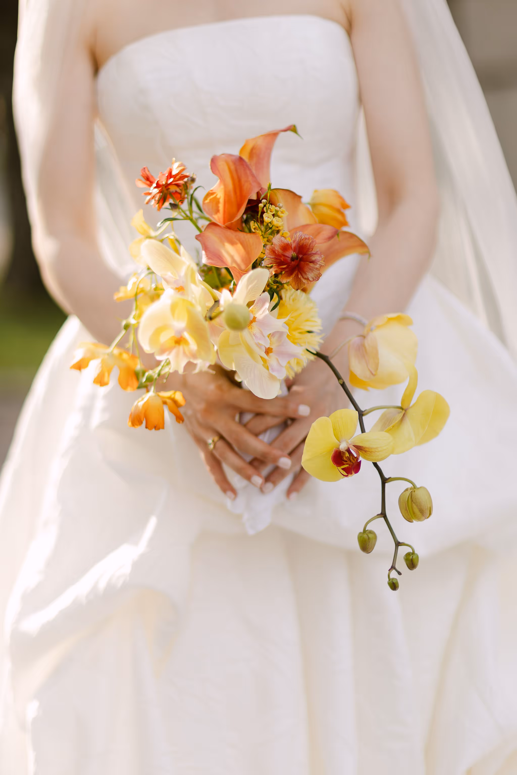 Bridal floral arrangement detail