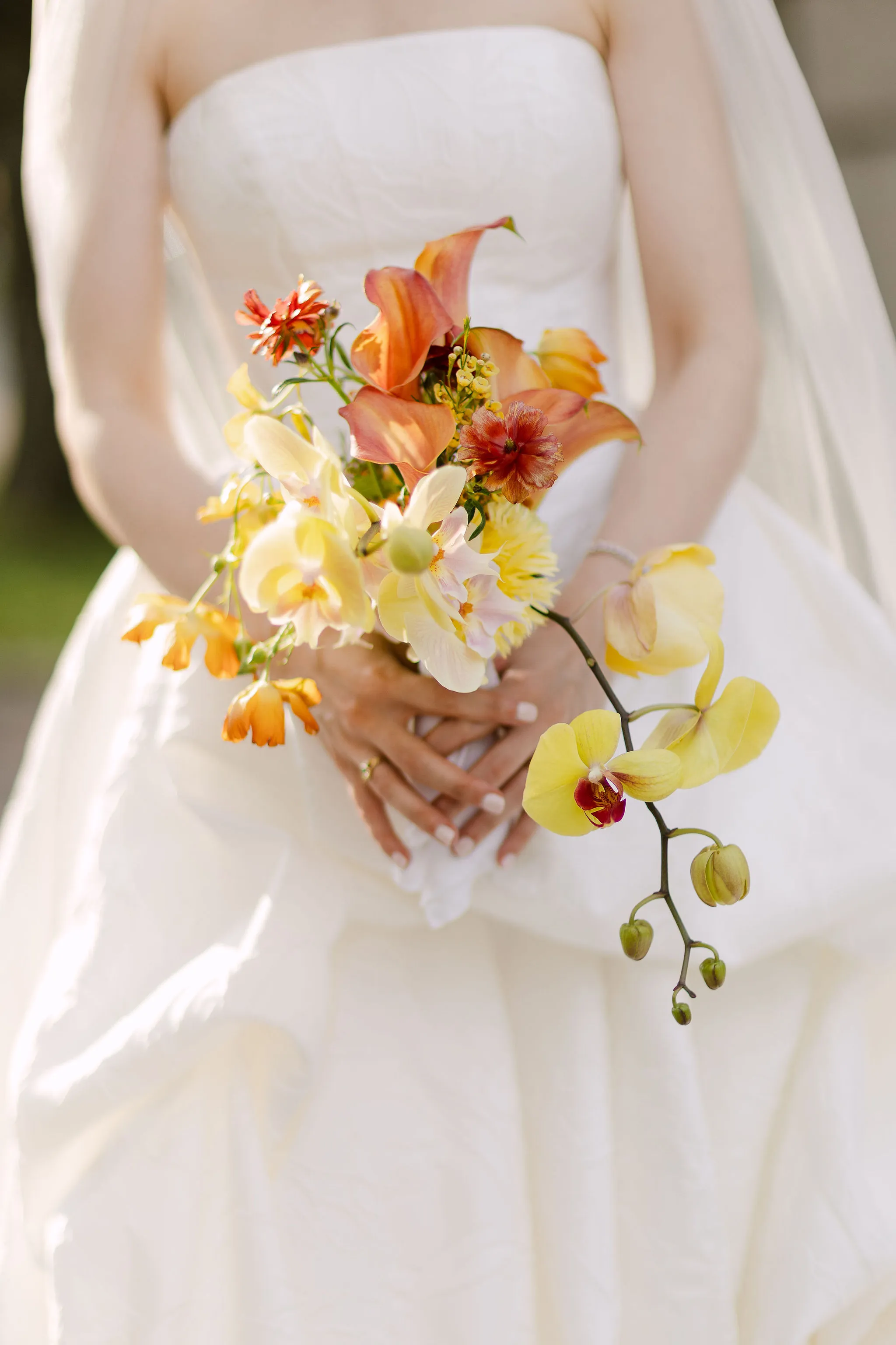 Bridal floral arrangement detail