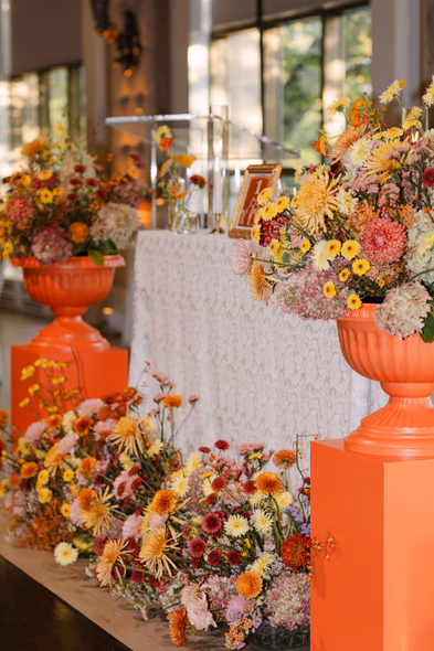 floral arrangements at Liberty Grand wedding