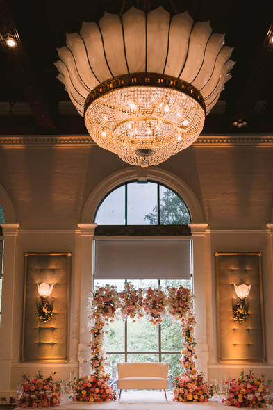 Bride and groom dancing at reception
