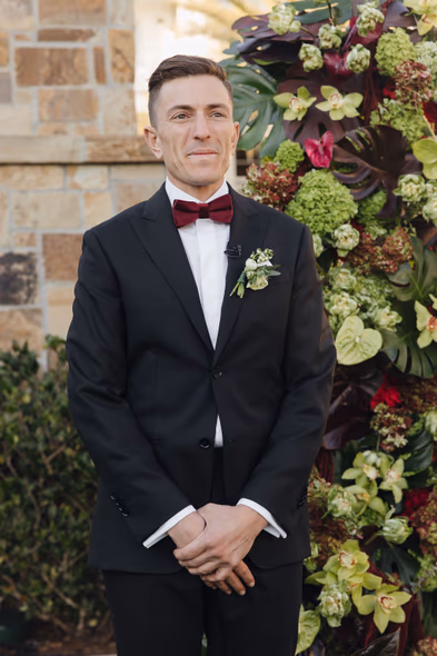Groom waiting anxiously for the bride at Lido House Newport Beach