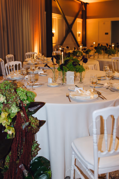 Beautifully decorated wedding reception table at Lido House