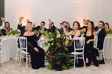 Group of wedding guests celebrating at Lido House