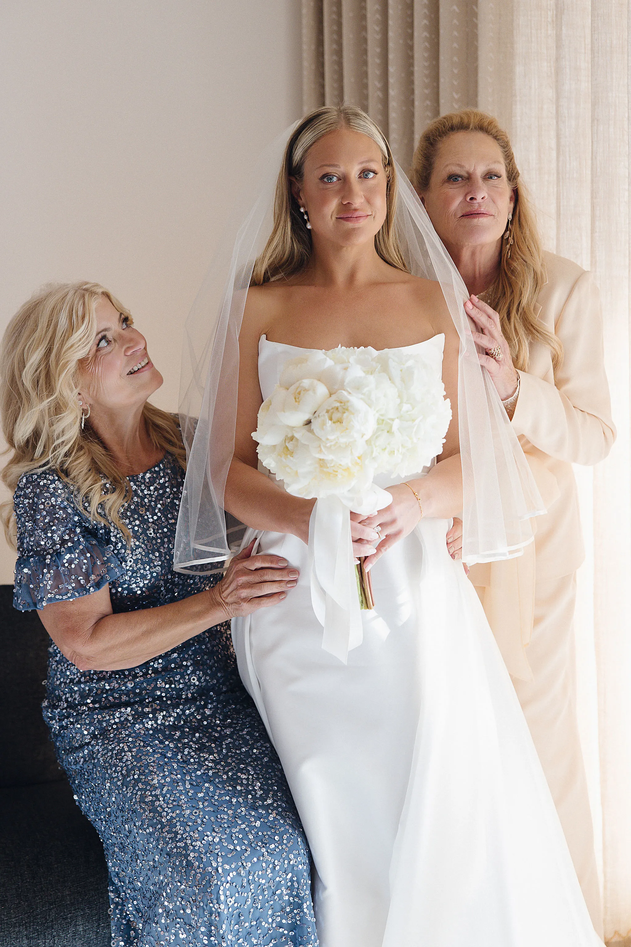 Bride and mother sharing a moment before ceremony at Lido House