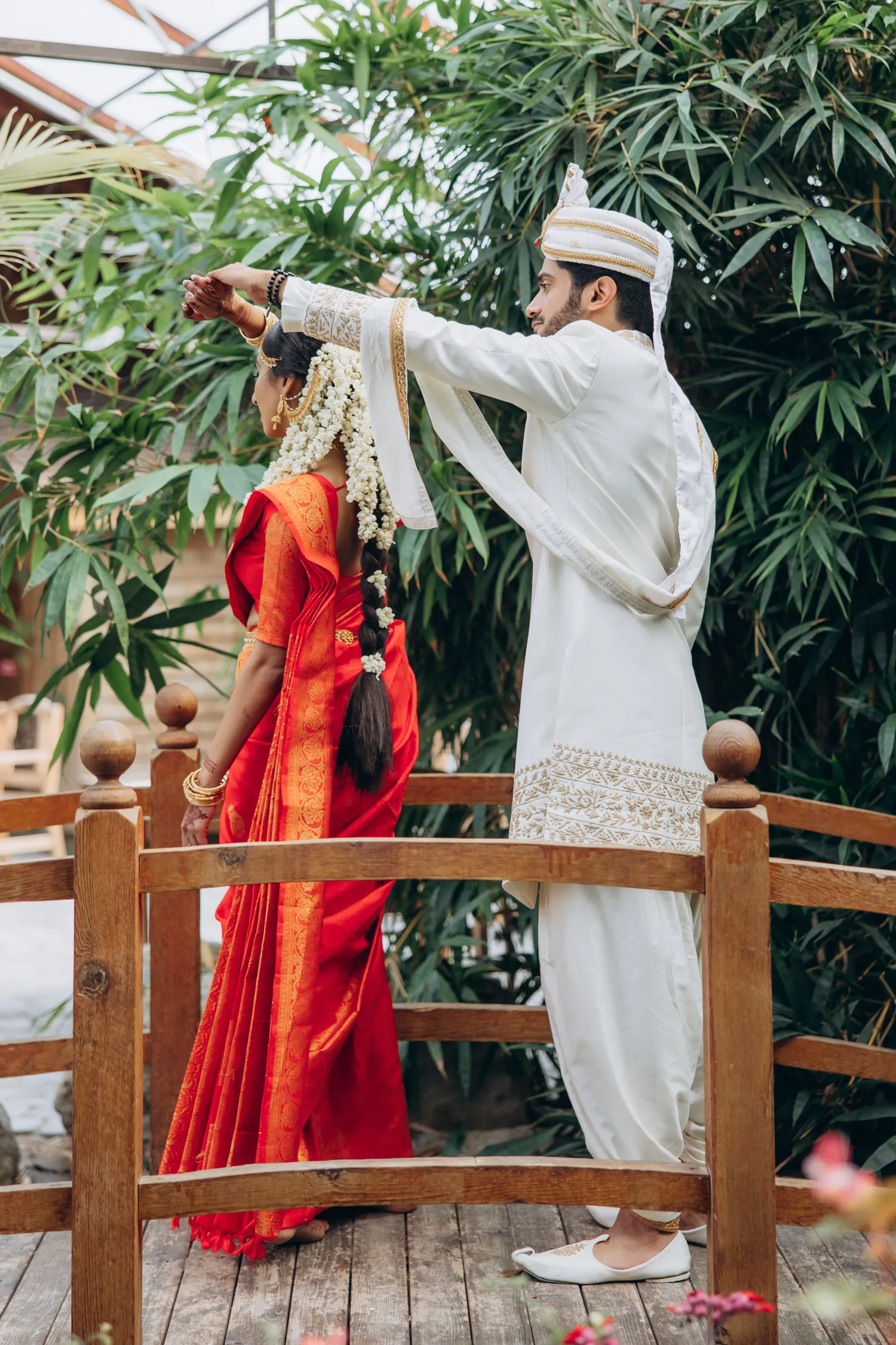 tamil bride and groom at Madison Greenhouse 