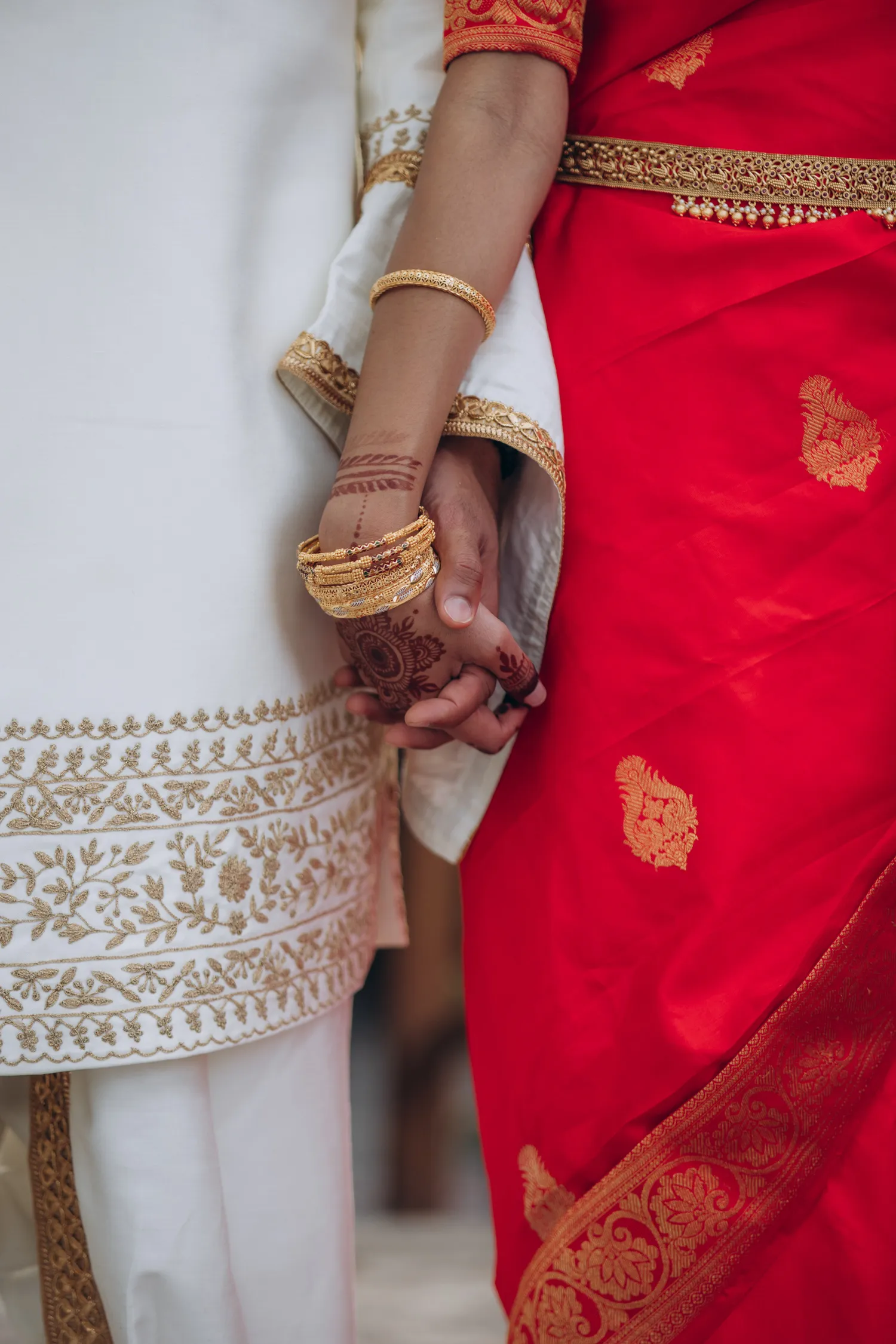 Close-up of bride and groom in traditional attire at Tamil wedding Toronto