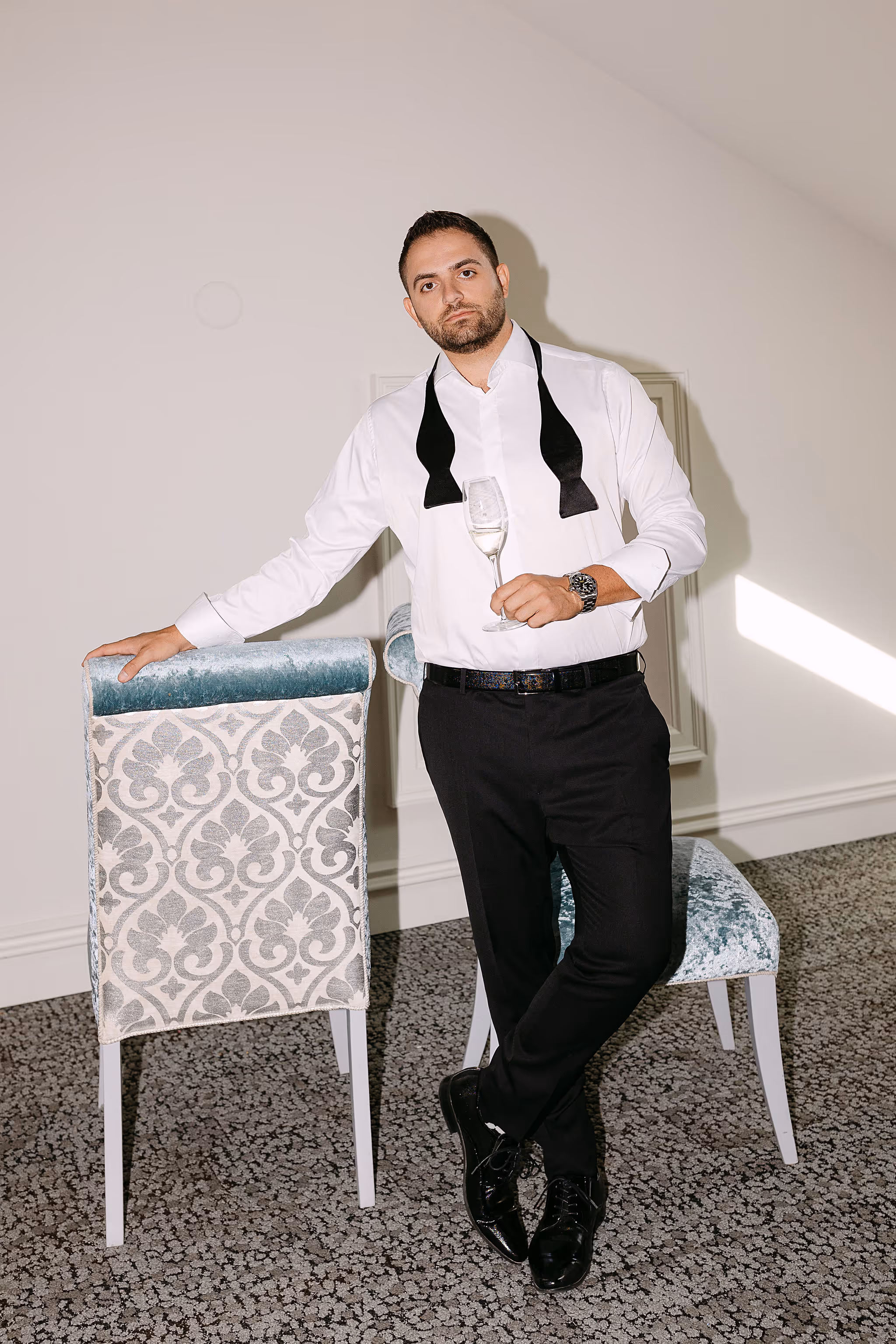 Groom posing at The Arlington Estate