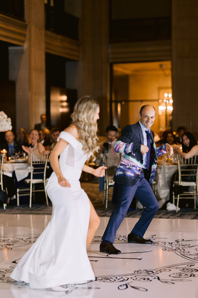 Candid wedding moment at One King West