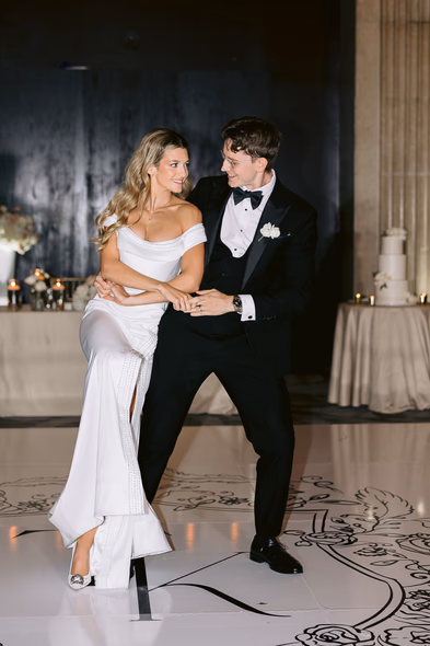 Bride and groom dancing at One King West