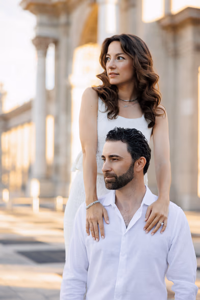 Golden-hour engagement session at Princes’ Gates