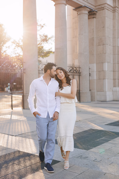 Modern engagement photography at Princes Gates