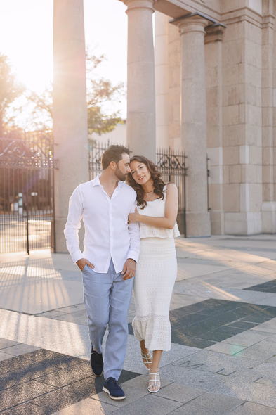 Modern engagement photography at Princes Gates