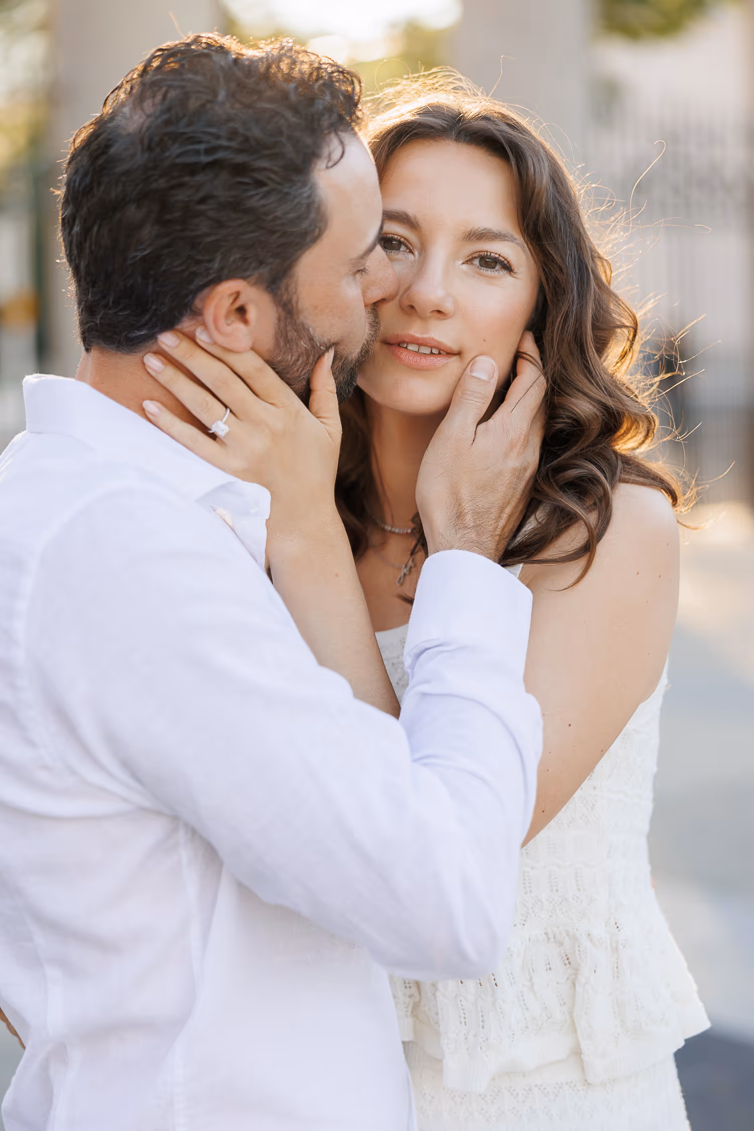 Toronto editorial engagement photo at Princes' Gates