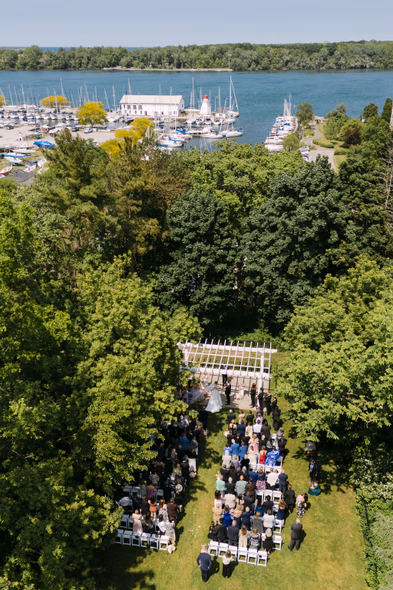 aerial view Queen’s Landing hotel marina Niagara-on-the-Lake wedding venue