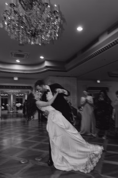 black and white first dance motion blur artistic wedding photography