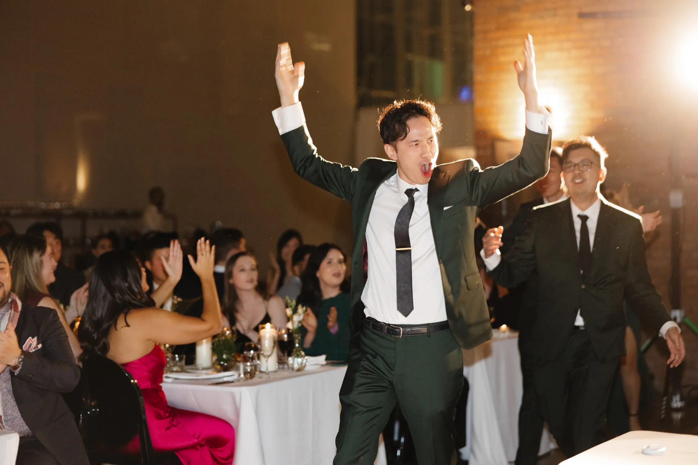 ricardas wedding guests cheering moment