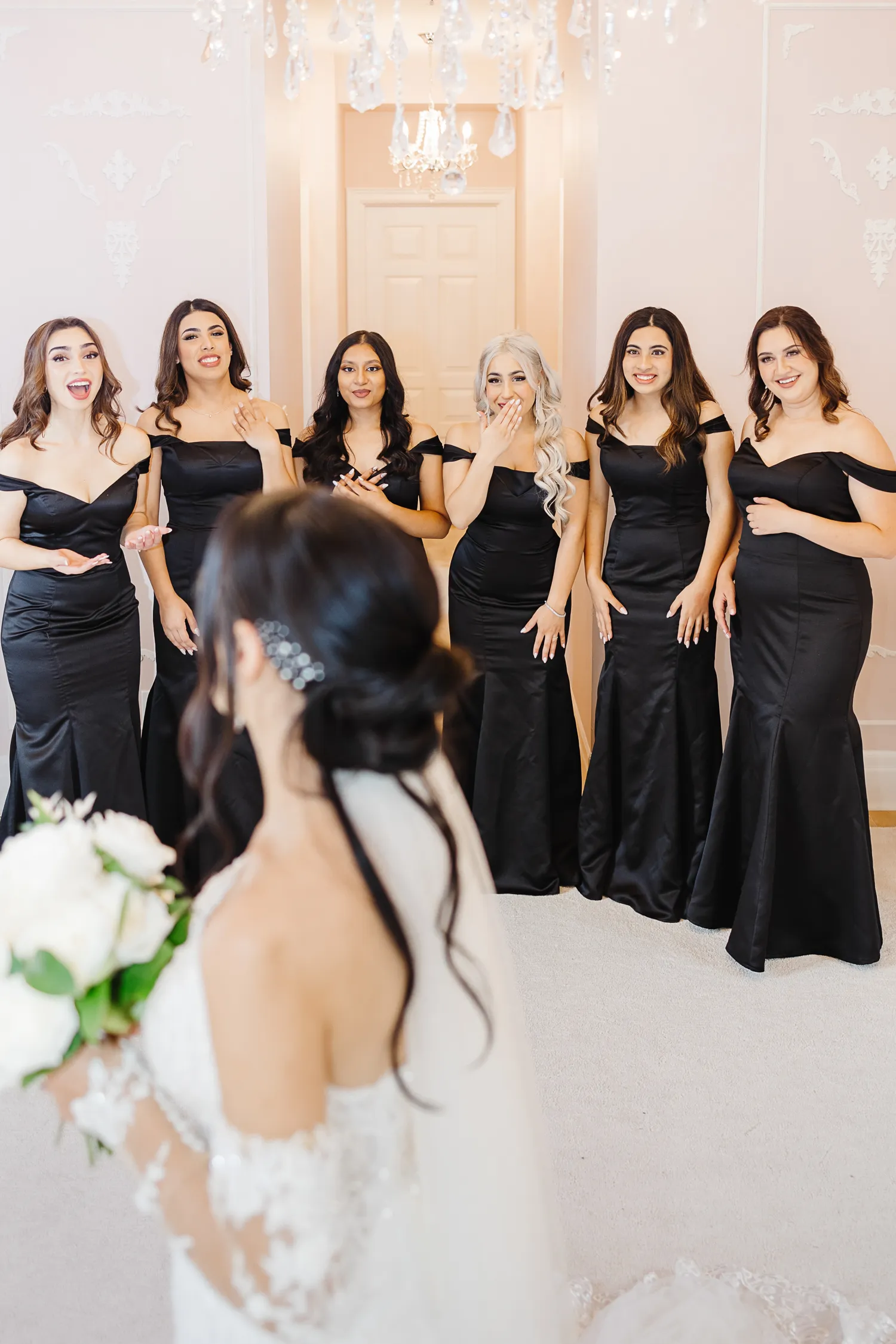 bride getting ready with bridesmaids at Ruby Manor