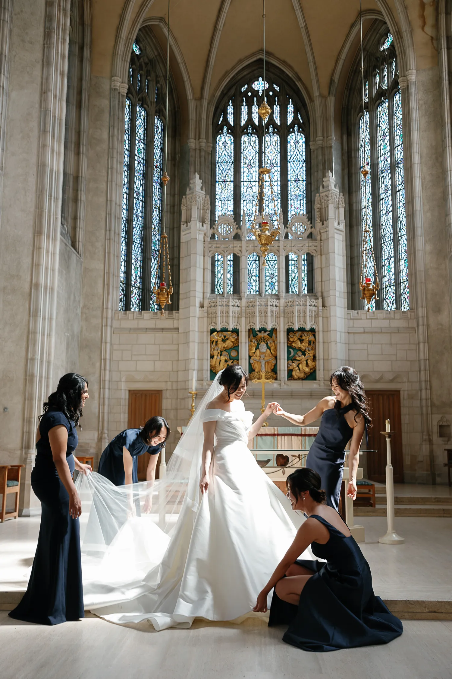 Trinity College bridal party photo