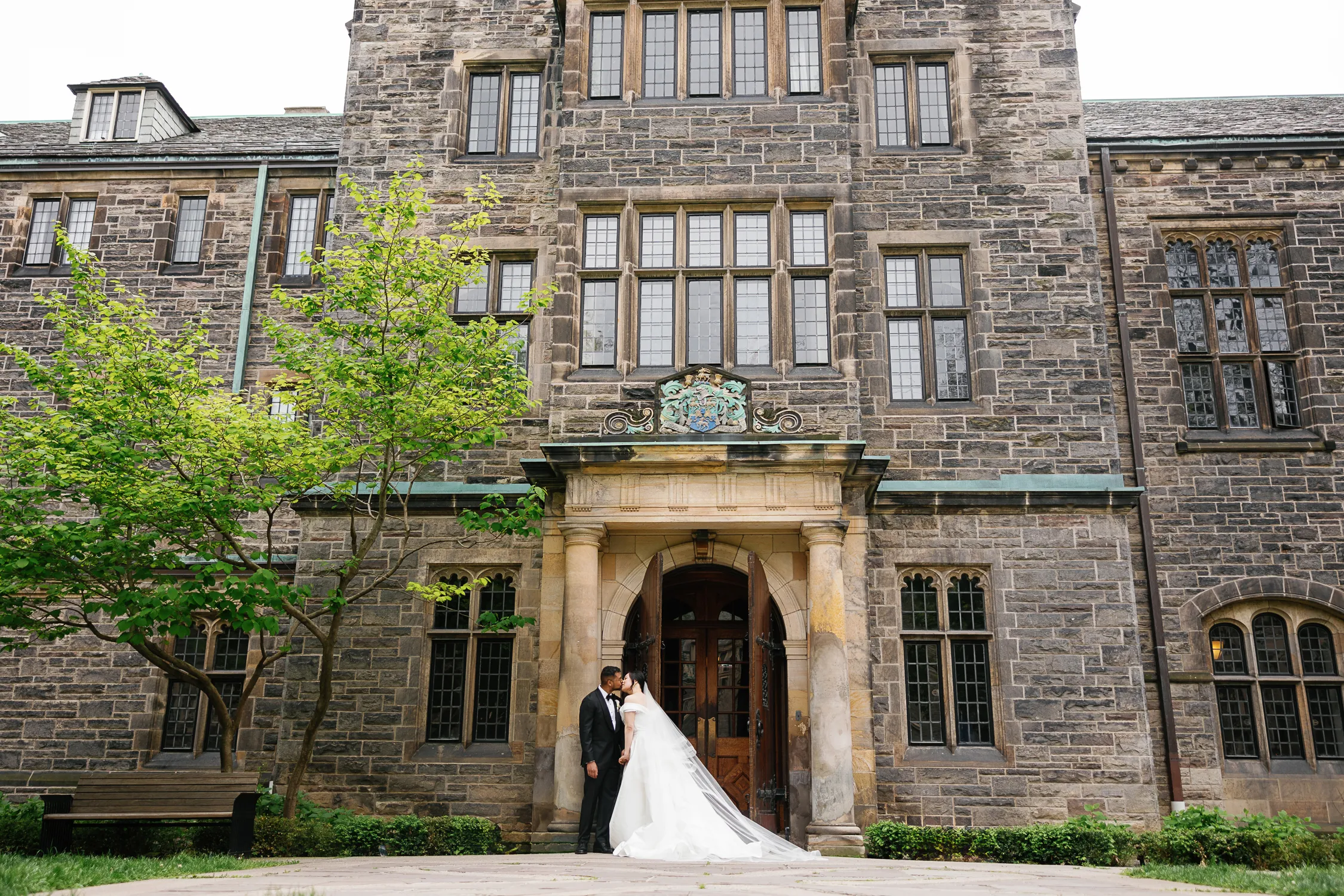 Trinity College inner garden wedding photo